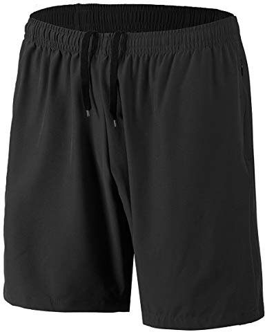 Herren Sport Shorts Schnell Trocknend Kurze Hosen mit Reißverschlusstaschen (Schwarz M)