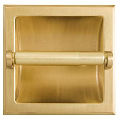 SENTO Toilettenpapierhalter in Gold, Wandmontage, Schwerlast-Metall-WC-Papierrollenhalter mit rückseitiger Montagehalterung, in der Wand, einfache Installation, Messing satiniert