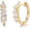 Klein Creolen Ohrringe Breite Huggie aus 925 Sterling Silber mit Gelb Gold Plattiert mit Funkelnd Zirkonia Prinzessschliff Schmuck für Damen Frauen Mädchen - Durchmesser: 16 mm, Breite 4 mm