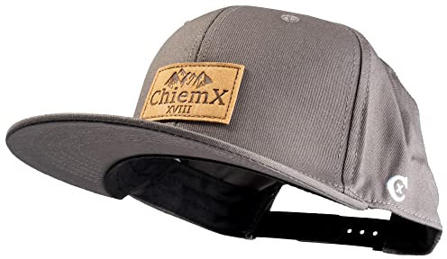 ChiemX Unisex Baseball Snapback Cap mit Lederpatch und Schirm Gerade Grau Unisize