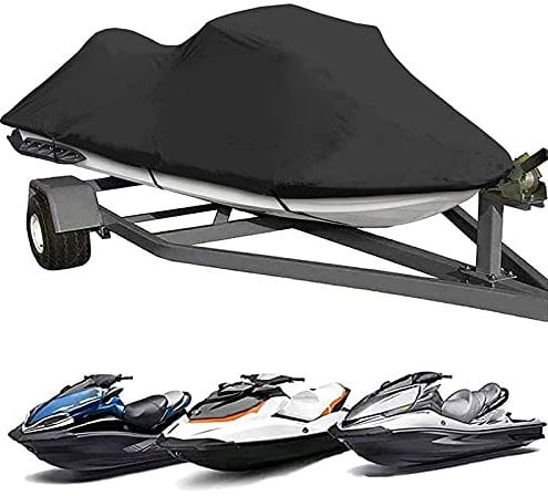 DTLEO Jet Ski Persenning Trailerable PWC Watercraft Jet Ski-Abdeckung 210D Oxford Watercraft Abdeckung Wasserdicht Allwetterschutz für 2 bis 3 Personen, Jet Ski Bootsplane,Schwarz