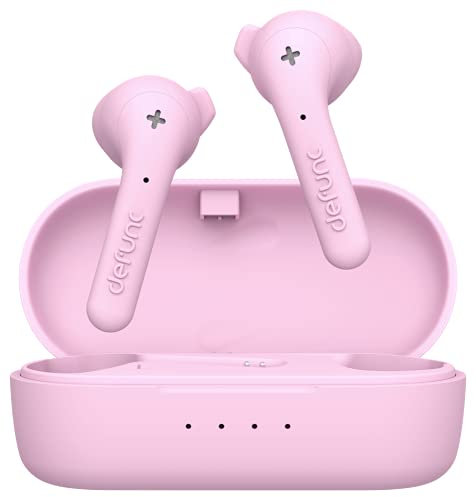 Defunc True Wireless Earbuds True Basic IPX4 Wasserdicht In-Ear 5.0 Bluetooth Stereo-Ohrhörer mit integriertem Mikrofon, Lange Spielzeit & Ladeetui (Rosa)