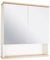 BadeDu ARC Spiegelschrank mit zusätzlicher Ablage – Alibertschrank für das Badezimmer (60 cm x 65 cm x 16 cm) – Badezimmer-Spiegelschrank mit Holz in Weiß und Eiche