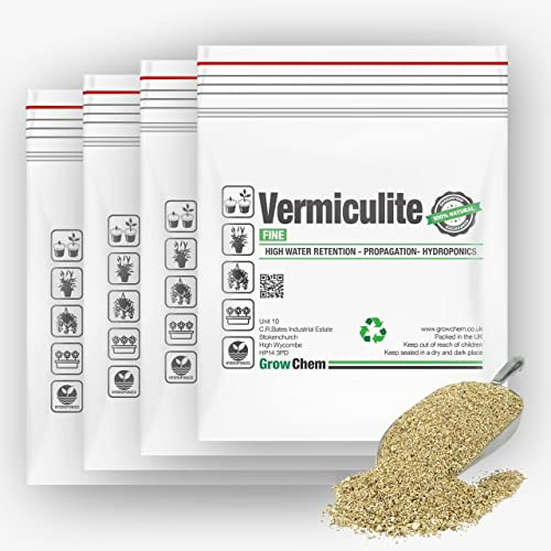 Grow Chem Vermiculite FINE 20L(4x5L Resealable Bags) Fine Grade Growing Medium & Root Growth Booster for Indoor & Outdoor Seeds & Plants