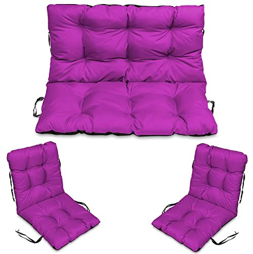 SuperKissen24. Sitzkissen Bankkissen Bankauflage - 100x50 cm und Rückenlehne 100x60 cm mit 2er 48x96 cm Stuhlkissen Set - Outdoor und Indoor - Rosa