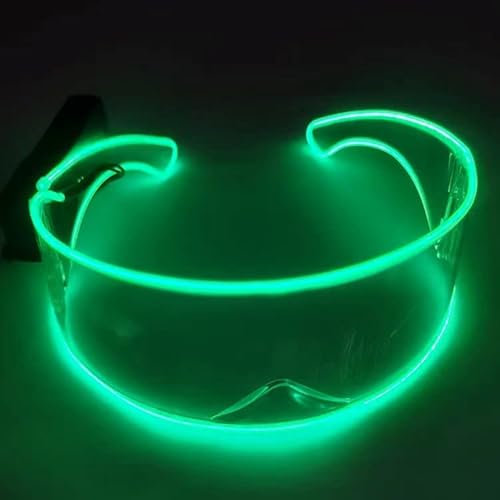 LED Glasses, Fluorescent Glasses LED Party Glasses Luminous Glasses Cyberpunk Shade Glasses Light Up Carnival for Bar Club Halloween (Green)