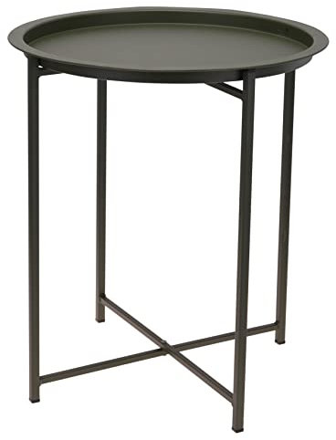 Tavolino pieghevole in metallo, 48 x 41 cm, colore verde, tavolino con vassoio rimovibile, tavolino decorativo pieghevole