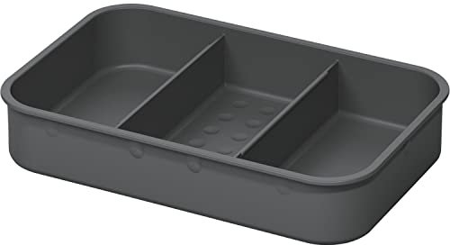 NINKA 5003.11 41514 Bio-Schale eins2top mit 3-er Einteilung, Abdeckung mit Filter für 4,2/5,5/8 Liter, dunkelgrau, Silber, 3-er Teilung