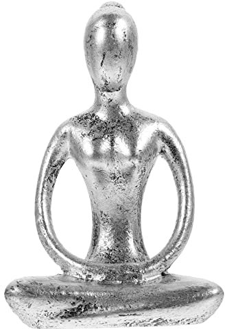 NUOBESTY Abstrakte Figur Golddekor Kleine Denkerfigur Raumdekorationen Meditations-Yoga-Statue Heimtextilien Für Wohnzimmer Wohnzimmerdekor Kleine Yogafigur Modell Haushalt Fräulein Harz