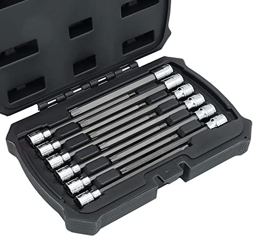 MichaelPro MP012019 Torx Bit Socket Set, 12pc 3/8 Drive Extra Long Torx Bit Set, T10-T60, Star Socket Set, Storage Case