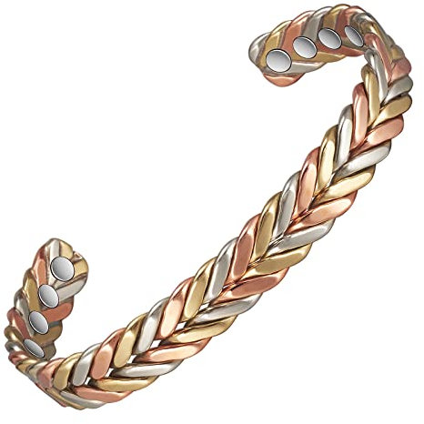 EnerCoppeX 3500 Gauss Magnetarmband für Männer und Frauen, 99,99% reines Kupfer Magnetarmband, klassisches indisches handgewebtes Handwerk, inklusive 8 Magneten (A), Kupfer