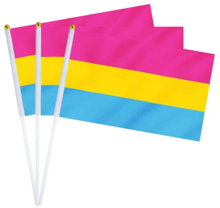 Pansexuelle Flagge, kleine Mini-Handflagge, Pansexueller Stolz, Flaggen auf Stäben, für Paraden, Partys, Festivals, Dekorationen