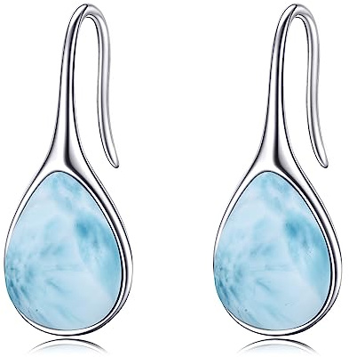 Larimar Ohrringe zum Durchziehen Sterling Silber Larimar Einfädler Ohrringe Lange Piercing Ohrlinie Ohrhänger Schmuck für Damen Mädchen