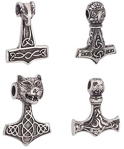 UNICRAFTALE 4 Stück Antiker Silber Wikinger Thor Hammer Anhänger 37~43mm 3 Stile Vintage Nordischer Amulett Anhänger Wikinger Punk Knoten Charms Für Die Schmuckherstellung