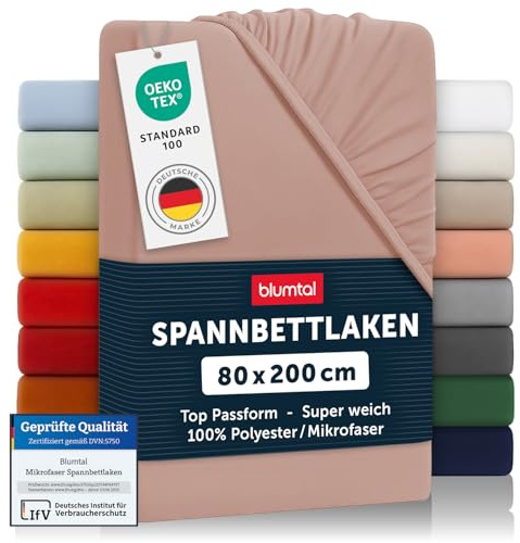 Blumtal® 2er Set Spannbettlaken 80x200x30cm aus Microfaser - Oekotex zertifiziertes Bettlaken Spannbettlaken in Rose