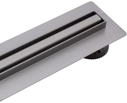 BALNEO Canalina per Doccia, Canaletta di Scarico da 80cm, Acciaio Inossidabile Grafite, Pannello Stretto da 14mm, Set Completo, Basso 57mm, Scarico per Doccia Slim e Basso Proline