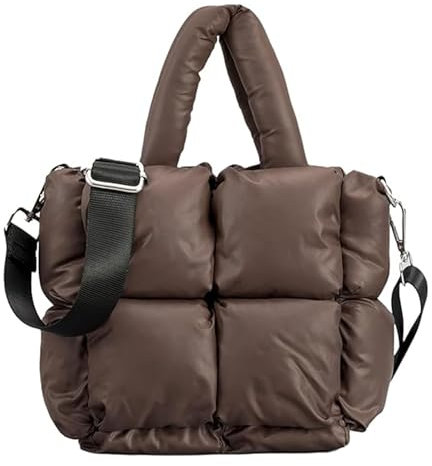 HAWILL Kleine Crossbody Bag Damen Umhängetasche Weich Gesteppte Tasche Puffer Tote Bag Neu Schultertasche Moderne Taschen mit Abnehmbarer Verstellbar Breitem Schultergurt (Beige)