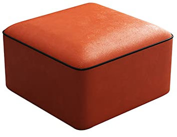 Quadratischer Hocker, 28 x 28 x 20 cm, Fußhocker, Pouf, Ottomane, Fußstütze, Pouffe, niedriger Hocker für Schlafsofa, Tisch, kleiner Sitzhocker, wasserdichter, mit Ölwachsleder gepolsterter Sitz, Bela