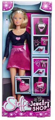 Simba Steffi Love Jewellery Shop, Spielpuppe im Schmuckladen mit viel Auswahl an Halsketten und Ohrringen, 29cm, ab 3 Jahren
