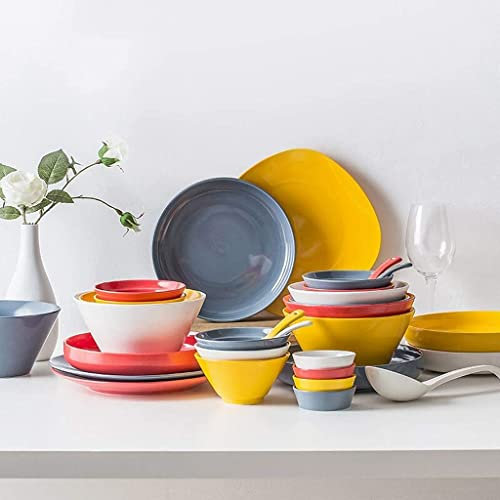 Service de Vaisselle en céramique avec 42 pièces, Bol/Bol/cuillère | Ensembles de Vaisselle à Texture Mate, Ensemble de Combinaison de Porcelaine de Style Minimaliste Nordique
