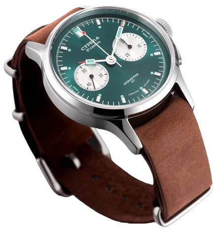 Strela Herren Armbanduhr mit Sea-Gull ST1901 Uhrwerk Chronograph Handaufzug Cosmos Panda 40mm