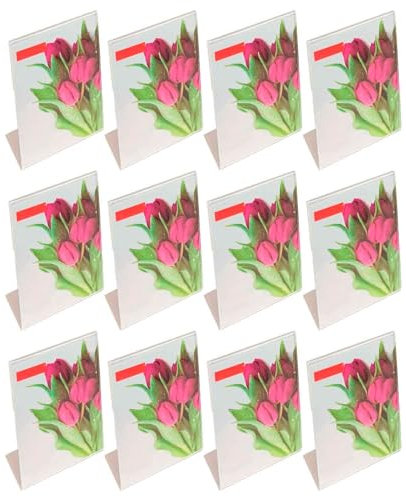 AC – Pack de 12 Portafotos - Soportes para Fotos de plástico Transparente – Sobremesa - Marcos para fotografías, oficinas, hogar – Vertical - 9 x 13 cm