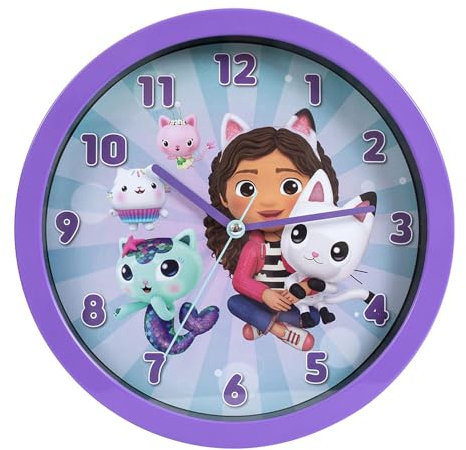 Gabby's Dollhouse Purple Analogue Wall Clock Kids Living Room, Bedroom, Kitchen GAB3001