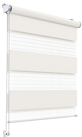 Stylo Rollos Tag Nacht – Fensterrollo – Ohne Bohren – Universeller Mechanismus – Einfache Montage – Rollos auf Schnur – Halbtransparent – Verdunkelnd – Innenrollos - 104x150 cm Creme