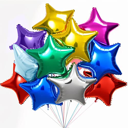 Stern Folienballons Bunt 24 Stück,Sternluftballons Heliumballon Folienballon, Bunt Deko Stern Luftballons, Silvester Party,Hochzeitsdeko, Geburtstagsdeko oder Valentinstag(8 Farben)