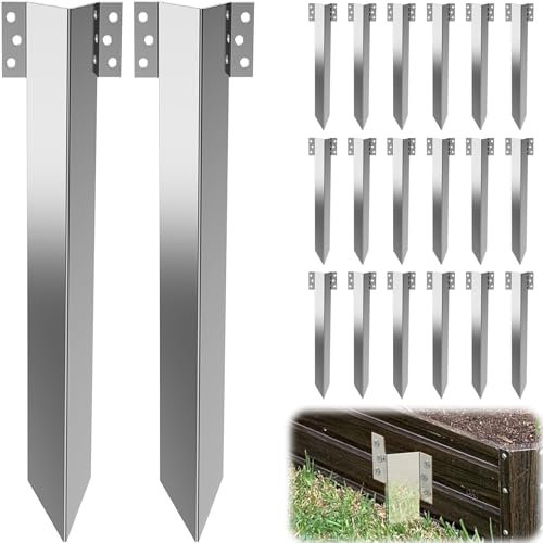 ForoGore 20 Pack Fixing Peg Timber, Heavy Duty Sleeper Stakes Metal Landscape Edging Stakes for Driveway Garden Edging Timber Planter Raised Grow Bed Corner Timber Stakes