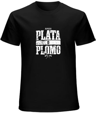 Narcos Plata O Plomo Men's T-Shirt Graphic Printed Black Tee 3XL