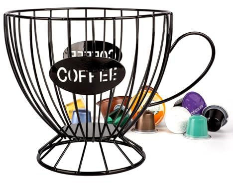 Guolich Porta Cialde Caffe Porta Capsule Caffe, Portacialde da Caffè,Capsule di Caffè Cesto di Immagazzinaggio,Contenitore Caffe, Cestini da Cucina,per Casa Bar,Angolo Caffe,Ristoranti,Hotel (Nero)