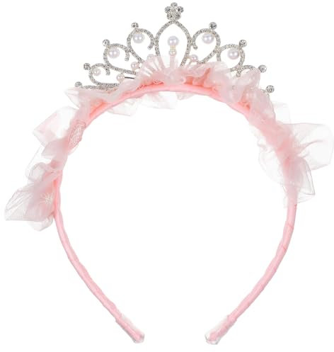 AOZUO Krone Geburtstag Mädchen, Diadem Prinzessinnen Tiara Kronen Stirnbänder Süße Tüll Schleifen Haarbänder Kristallkönigin Diademe für Geburtstag Weihnachten Kostüm Braut Hochzeit Halloween