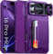 Case Wallet Purple for iPhone 16 Pro Max | Hidden Card Holder, 4 Cards, Pop-up Camera Cover, Military Grade Protection, Durable Kickstand, Heavy Duty, Men Women, Shockproof Case