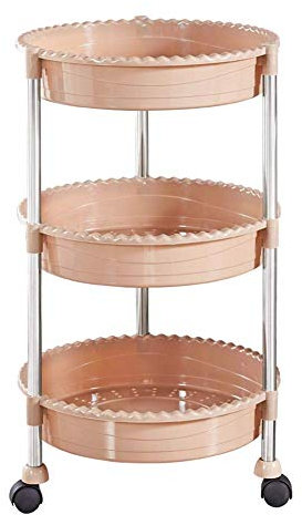 Trolley 3 Tier Mobile Beauty Cart with Movable Hand Trucks Storage for Hair Styling Dual Use Spa Rolling Kitchen Cart with Styling Tray
