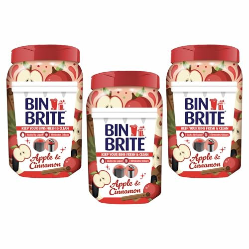 JMS we create smile 3 x Bin Freshener Deodoriser Powder, Leaves Your Bin Smelling Great for Indoor and Outdoor Bins - 500g (Apple & Cinnamon)