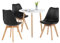 LafeuR Essgruppen Esstisch mit 3 Stühlen Esszimmergruppe, 80cm Rund Küchentisch und 3er Set Esszimmerstühle Sitzgruppe für Wohnzimmer Büro Küche(Weiß Tisch+3 Schwarz Stühle)