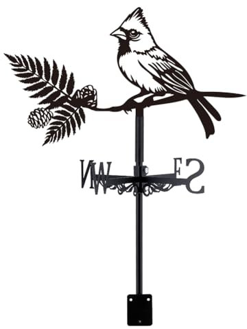 SUPERDANT Vogel Wetterhahn Fürs Dach Nordkardinal Wetterfahne Vogel Auf AST Wetterhahn für Garten Schuppen Schwarzer Wetterfahnen Für Bauernhaus Hof Bauernhof Schuppen Garten Außenbereich Dach