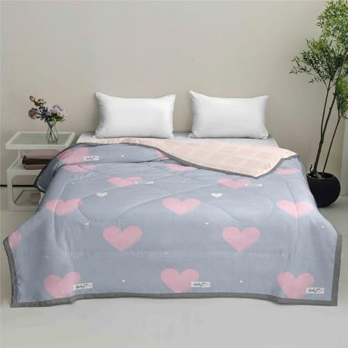 Odot Bettdecke Ohne Bezug Nutzbar 155x220 135x200 220x240, Bettdecke Ohne Bezug Sommer Weich Leicht Sommerbettdecke Steppdecke Tagesdecke, Klassiker Druck (Liebe,155x220cm)