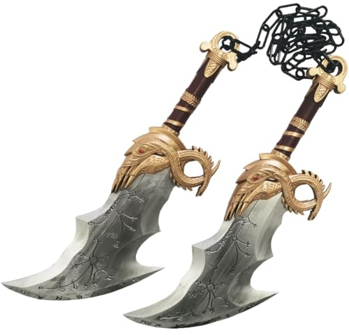 Anjinguang Kratos Cosplay-Requisiten, Doppelmesser, Waffenkette, Klingen des Chaos, Halloween-Kostüm, Zubehör für Kostümparty, 45 cm