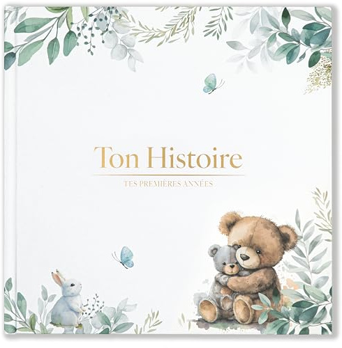 Livre de Naissance Bébé avec 76 Pages et Stickers Dorés