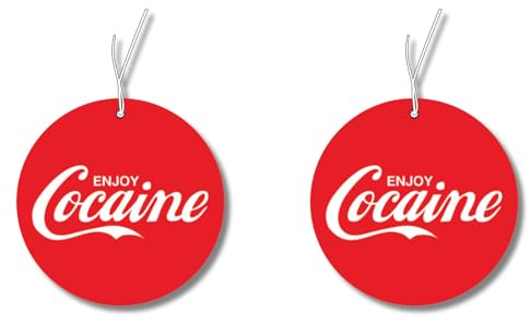 2x Duftbaum mit Enjoy Cocaine' Motiv, Auto lustig Duftspender, Duftbaum Auto tuning, Lufterfrischer, Duftanhänger Auto Set, Scherzartikel