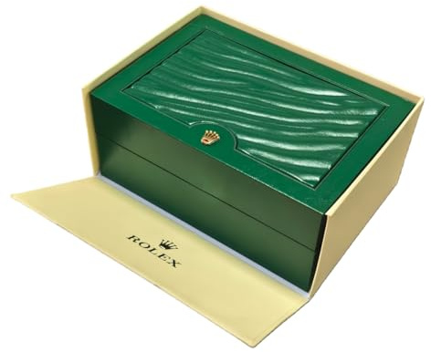 ROUREOX Holz Uhrenetui Leder Aufbewahrung Box Grün Außen Wellentextur Kissen Zeitmesser Halter für Rolex Submariner