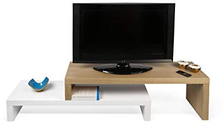 Symbiosis Cliff Mobile TV allungabile, Rovere e Bianco, 125/235x38x20/40 cm