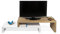 Symbiosis Cliff, Ausziehbares TV-Schrank, Eiche und Weiß, 125/235 x 38 x 20/40 cm