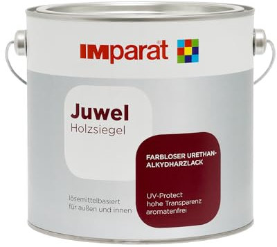 IMparat | Juwel Holzsiegel | Farblos | Klarlack | für Holz | Seidenmatt | Innen und Außen | UV-Stabil | Möbellack | 0,75 Liter