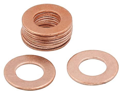 X AUTOHAUX 10 Pcs 10mm Inner Dia Copper Washers Flat Sealing Gaskets Rings