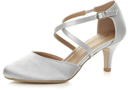 AJVANI mid high heel strappy crossover wedding sandals shoes size 3 36