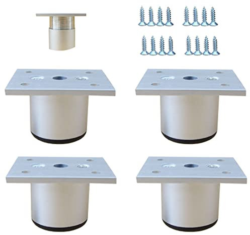 Set de 4 Patas para Muebles Aluminio Armario De Cocina Pies Redondo Ajustables Cocina Patas para Muebles-4cm-Blanco