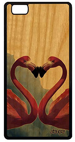 utaupia Coque Bois Silicone Huawei P8 Lite 2015 flamand Rose Ciel Portable Telephone Pas Cher Animaux Design Oiseau Animal Love Gris Nuage